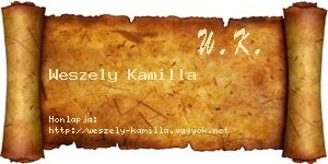 Weszely Kamilla névjegykártya